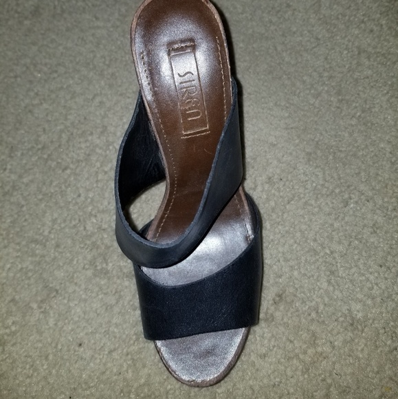 💸SOLD💸 Siren Leather & Wooden Block Platform - Picture 2 of 4